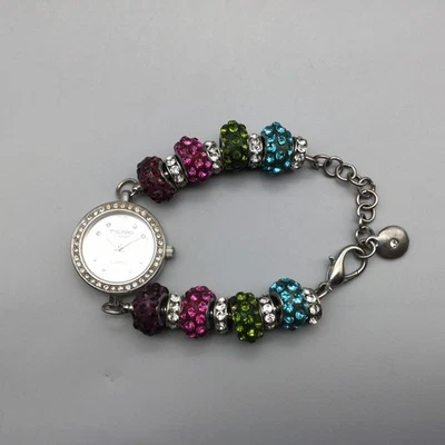 Reloj Figaro Couture Mujer 26mm Pulsera Cuentas Tono Plata Batería Nueva 7.25" Foto 1 de 4