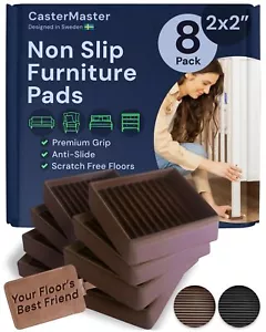 Non-Slip Furniture Pads Square Rubber Anti-Skid Caster Cups Leg Coasters - An... - Picture 1 of 9