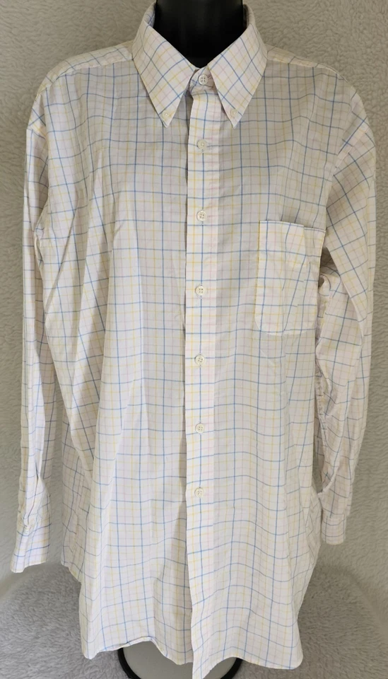 Camisa Club Room Hombre Talla L Grande 16.5 34/35 Azul Blanco Amarillo Rosa Rayas Foto 1 de 4