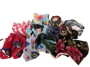 Fleece Fabric Scraps Prints Large & Small Pieces~Sewing Crafts Lot~1.5#’s - Picture 1 of 4