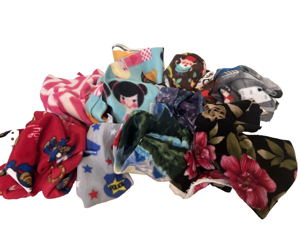 Fleece Fabric Scraps Prints Large & Small Pieces~Sewing Crafts Lot~1.5#’s - Image 1 of 4