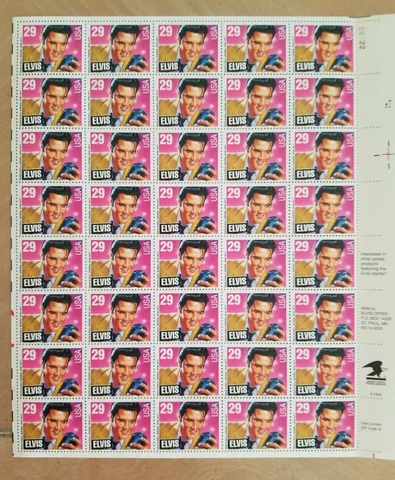 1993 Elvis Presley Full Mint Sheet 40 Stamps 29c MNH Scott 2721 Cover