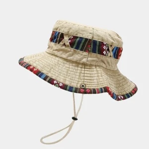 Textile Sun Bucket Hat Fisherman Cap Camping Outdoor Sporting headwear Hippie - Picture 1 of 3