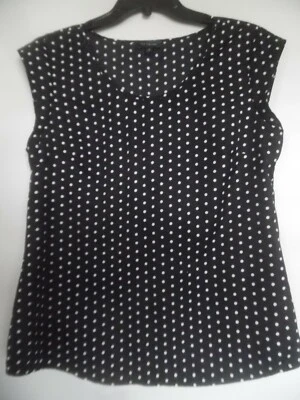 Camisa de vestir sin mangas The Limited negra a lunares talla M Foto 1 de 3