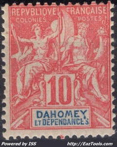 DAHOMEY TYPE GROUPE 10c ROUGE N°2 NEUF * AVEC CHARNIERE - Picture 1 of 2