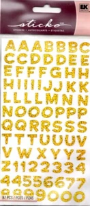 STICKO ALPHABET STICKERS - FUNHOUSE - YELLOW METALLIC - Approx 12 mm - 1 SHEET - Bild 1 von 1