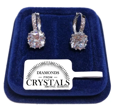 Cerchio Punto Luce Orecchini pl. Oro Bianco 18K con Cristalli Zirconi Argento - Immagine 1 di 4