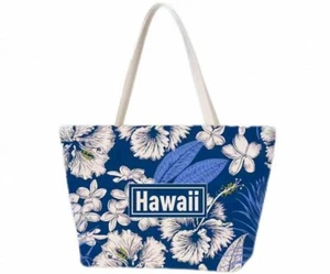 Hawaii Reusable Canvas Tote Shopping Bag Large - Hibiscus & Plumeria Flowers - Picture 1 of 1