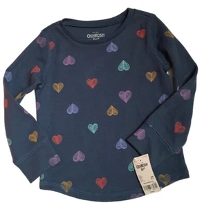 OSHKOSH B’GOSH THERMAL HEARTS 💕 TODDLER Long Sleeve SHIRT Girls Size 2 T NWT - Picture 1 of 3