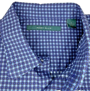 Perry Ellis Large Herren Button Down Kragen Hemd Langarm. Business Casual - Bild 1 von 4