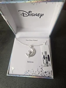 Disney Tinkerbell Jewelry Fine Silver Plated Pendant 18" Chain- Believe - Picture 1 of 6