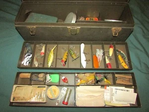 Antique Kennedy Kits Tackle Box, 2 Trays, Early 1900's Lures, Fly Boxes, WOW!! - Picture 1 of 16