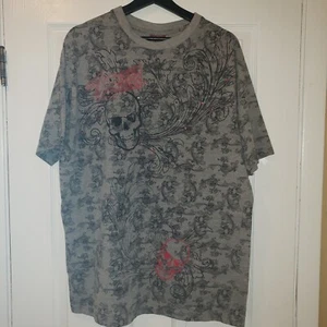Y2K Seven Souls Herren T-Shirt Totenkopf Köpfe Strass grau Gr. XL - Bild 1 von 5