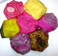 Menge Reine Seide Vintage Sari Remnant Stoff 7 Stück 0.3m Rosa Gelb Abdey