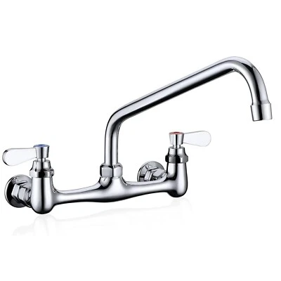 GOTONOVO Commercial Kitchen Faucet Chrome Dual Handle Swivel Sink Mixer Tap Wall Mount