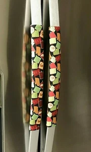 Refrigerator Oven Door Padded Appliance Handle Covers Pot Holders Print Set of 2 - Picture 1 of 7