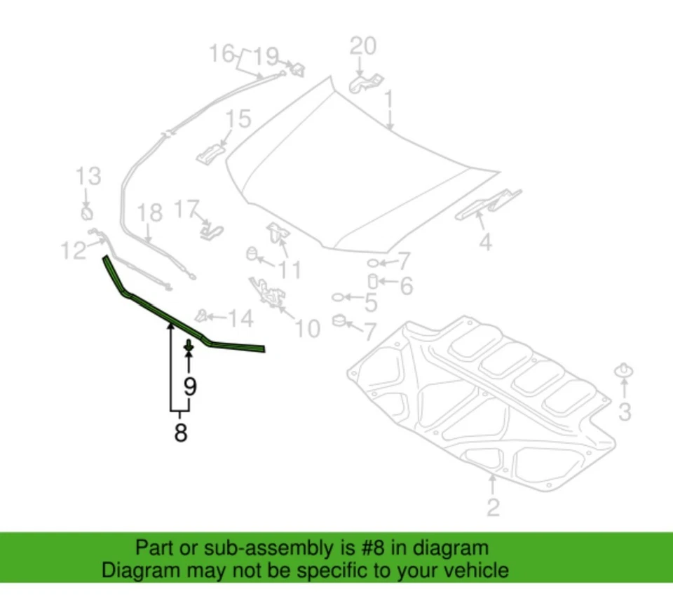 (Usado) SUBARU OEM 2003-2005 Forester Hood-Junta de sello delantero 57252SA001 Foto 1 de 1
