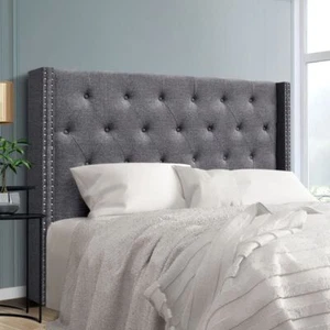 Queen Size Bed Head Faux Linen Fabric Headboard Padded With High Density Foam - Picture 1 of 7