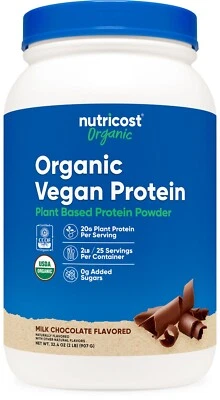 Nutricost Organic Vegan Protein Chocolate (2 LB) - Gluten-Free, GMO-Free - Imagem 1 de 4