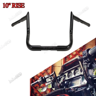 10" Meathook Ape Hanger Handlebar For Harley Street Glide Electra Glide Black - Imagem 1 de 4