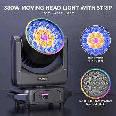 12PCS 19x20W LED Moving Head Lights RGBW  Stage Light with Zoom Beam Wash Effect - Image 1 of 4