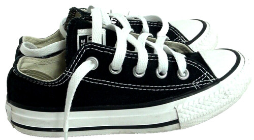 Scarpe basse in tela Converse All Star Chuck Taylor per bambini nere per ragazzi taglia 11