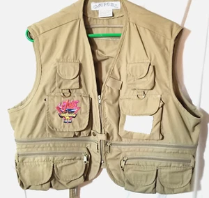 Vintage Joe Camel Fish & Game Club Mens Fishing Vest Tobacco Tan VTG 90s No Size - Picture 1 of 14