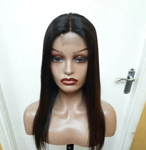 Raw unprocessed Virgin Peruvian Human hair straight brown highlight Lacewig 18' - Picture 1 of 10