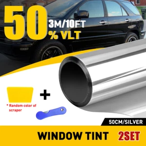 20"x300cm Uncut Roll Window Mirror Silver Chrome Tint Film Car Home Office Glass - Picture 1 of 12