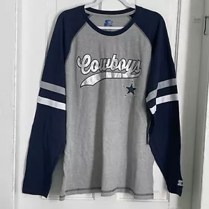 T-shirt Dallas Cowboys NFL manica lunga serigrafata grande e alta uomo 2XL nuova con etichette - Foto 1 di 6