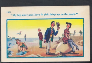 Comic Postcard - Saucy / Beach / Seaside / Sister / Brother / Chat Up T6752 - Picture 1 of 2