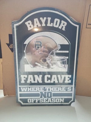 WinCraft Baylor Bears Wooden Fan Cave Sign 11x17 Still In Plastic But Read - Image 1 of 4