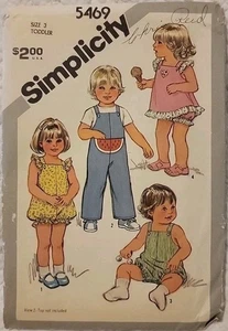 Simplicity 5469 Boy Girl Kids Romper Sz 3T Pattern Uncut Envelope Damage Vint 82 - Picture 1 of 1