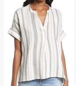 Madewell Lightspun Lakeline Popover Top Boho Relaxed Size Medium Cream - Imagen 1 de 8