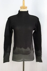 Top ISSEY MIYAKE negro plisado cuello alto manga larga 068 7290 - Imagen 1 de 6