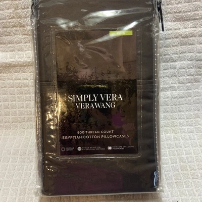 Simply Vera Wang 800 Thread Egyptian Count King Pillowcase Set Espresso. New - Image 1 of 2