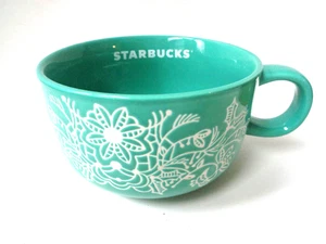 Starbucks 2022 Teal Woodland Lace with White Floral Flowers 16 FL OZ NEU - Bild 1 von 7