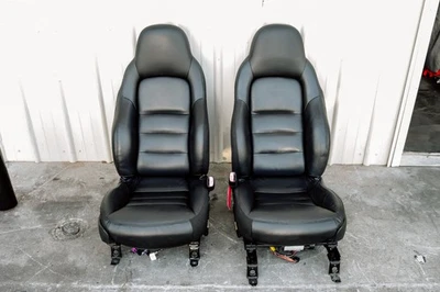 2005-2011 Corvette C6 OEM Driver Passenger LH RH Front Seat Black Leather *USED* - Imagem 1 de 4