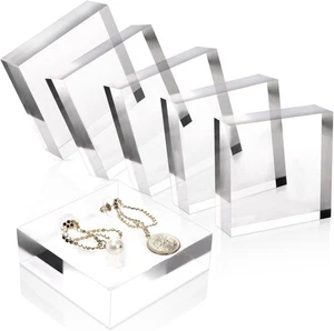 6 Pieces Acrylic Square Display Block, 3 x 3 x 1 Inches Clear Polished Acryli... - Bild 1 von 7