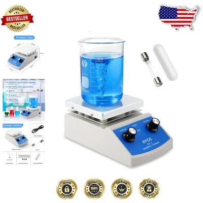Magnetic Stirrer Hot Plate w/Stir Bar Retriever, 100-2000RPM Hot Plate Stirrer - Image 1 of 4