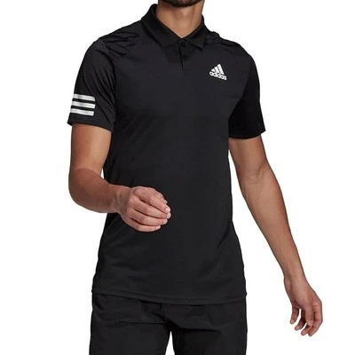 Adidas Club 3 Stripe Men's Black Polo Shirt Tennis Workout Sports Top - Image 1 of 4