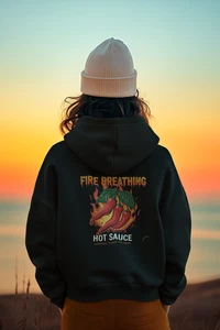 Fire Breathing Hot Sauce Hoodie Spicy Chili Pepper Grafik Unisex Pullover B6 - Bild 1 von 5