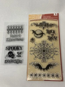 Set di timbri trasparenti spettrali Halloween Inkadinkado striscianti inquietanti non montati - Foto 1 di 15