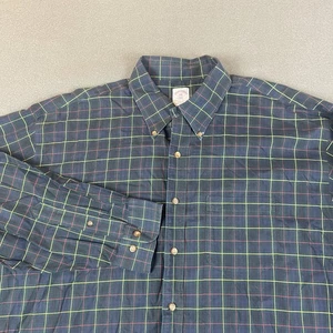 Camisa Brooks Brothers Para Hombre XXL Azul Verde Tartán Cuadros Abotonada Sin Planchar - Imagen 1 de 8