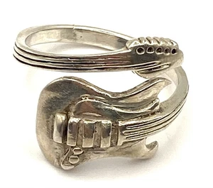 Vintage Sterling Silver / 925 Guitar Wrap Adjustable Ring Size 9.5 - Picture 1 of 8