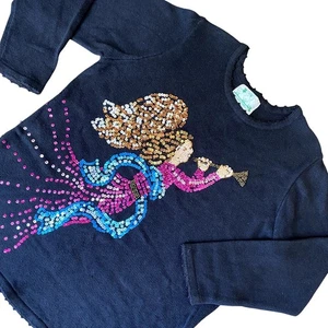 VNTG Quacker Factory Women's Black Sequined Angel Pullover Sweater 1X - Picture 1 of 8