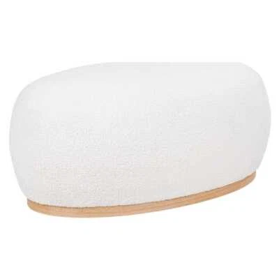 House Nordic Pouf Manhattan White Bouclé Oval 88x54 CM Stool - Image 1 of 4