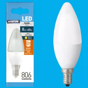 2x 8W (=60W) Pearl Candle LED SES E14 Small Edison Screw Light Bulb Lamp - Picture 1 of 1