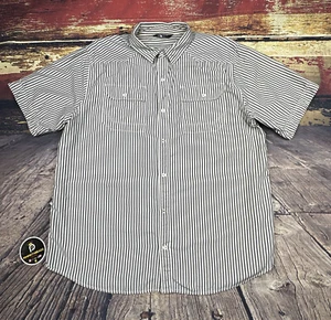 The North Face Shirt Mens XL Snap Button Ivory Gray Striped Short Sleeve Hiking - Picture 1 of 12