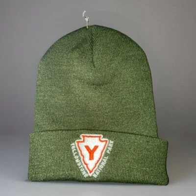 Urban Outfitters x американская игла Beanie Йеллоустоун национальный парк зеленый трикотаж - Изображение 1 из 4